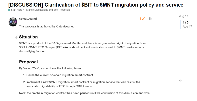 Mantle pauses token migration to stop FTX converting $43M in BIT tokens to MNT 